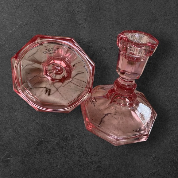 Le smith glass pink candle stock holders - Picture 4 of 5